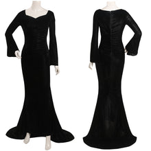 Laden Sie das Bild in den Galerie-Viewer, Wednesday Morticia Addams Cosplay Kostüm Outfits Halloween Karneval Kleid