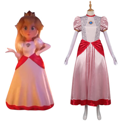 Prinzessin Peach Kleid The Super Mario Bros. Movie Cosplay Kostüm Halloween Karneval Kostüm