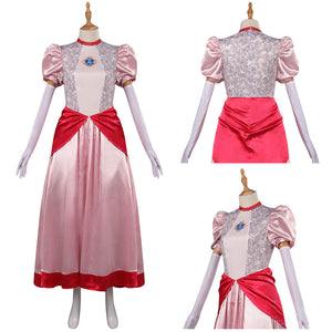 Prinzessin Peach Kleid The Super Mario Bros. Movie Cosplay Kostüm Halloween Karneval Kostüm