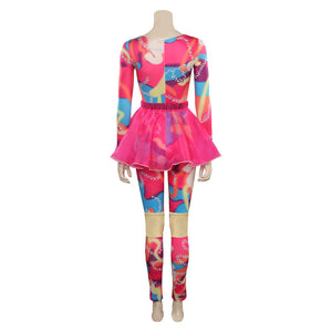 Barbie 2023 Margot Robbie Cosplay Jumpsuit für Liebespaar Halloween Karneval 2tlg, originelles Kostüm