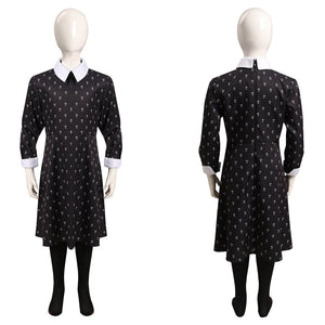 Kinder Wednesday (2022) The Addams Family Cosplay Wednesday Kostüm Halloween Karneval Kleid