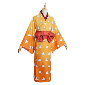 Demon Slayer Agatsuma Zenitsu Cosplay Kostüm Outfits Halloween Karneval Kimono