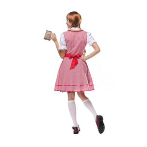 Oktoberfest Dirndl Damen Trachtenkleid mit Schürze Cosplay Kostüm