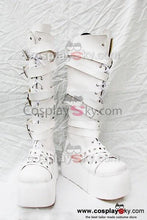 Laden Sie das Bild in den Galerie-Viewer, Sweet Gothic Weiß heavy-bottomed Schnalle Stiefel